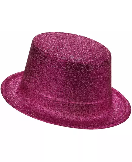 Glittrig rosa hög hatt i plast vuxen, image 2