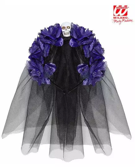 Lila blomsterhuvudbonad med dödskalle för dam, Dia de los muertos, image 2