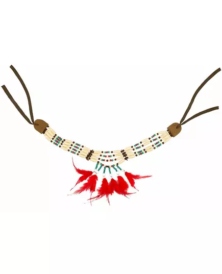 Indiskt halsband med röda fjädrar för dam, image 2