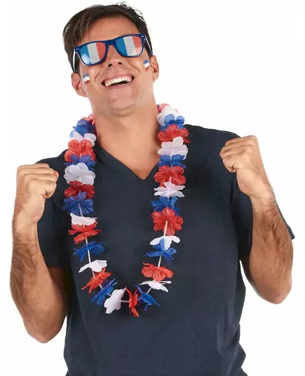 Trefärgat hawaiihalsband Frankrike-supporter vuxen, image 2