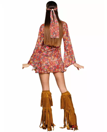 Hippiemaskeraddräkt Peace med fransar dam, Storlek: Small/Medium, image 2