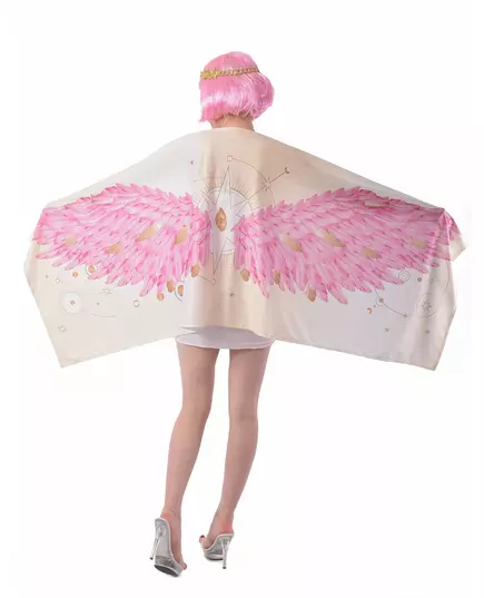 Rosa poncho-maskeraddräkt med änglavingar dam, image 2