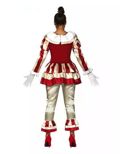 Skrämmande röd och vit clownmaskeraddräkt dam, Storlek: Small (36-38), image 2