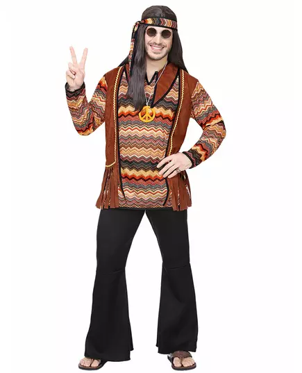 Hippiemaskeraddräkt med naturtema herr, Storlek: Medium, image 2