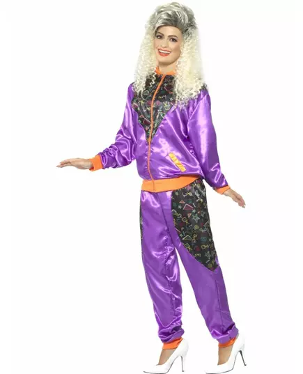 Lila retrojogging-maskeraddräkt för dam, Storlek: Small, image 2