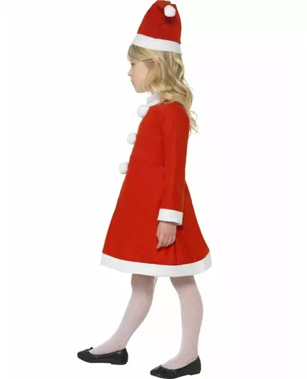 Maskeraddräkt tomtemor klänning med pomponger flicka, Storlek: 10-12 år (145/158 cm), image 2