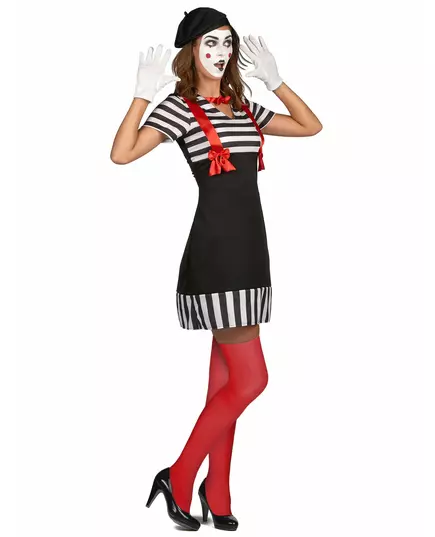 Mime-maskeraddräkt dam, Storlek: Small, image 2