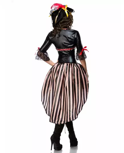 Sexig lyxig piratmaskeraddräkt med röd korsett för dam, image 2