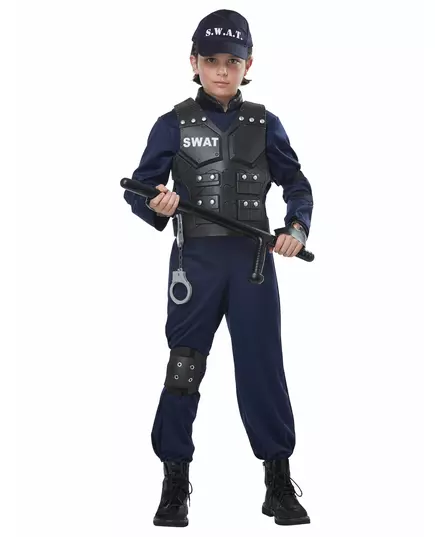 Lyxig SWAT-maskeraddräkt barn, Storlek: 10-12 år (148 cm), image 2