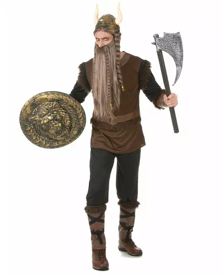 Vikingamaskeraddräkt med lädereffekt för herr, Storlek: Medium, image 2