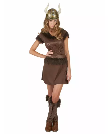 Sexig brun vikingmaskeraddräkt dam, Storlek: Small, image 2