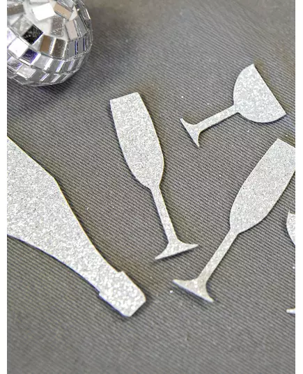 12 silverfärgade champagnefärgade bordskonfettis, 10 g, image 2
