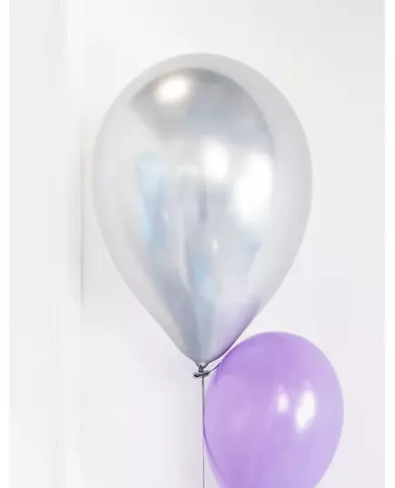 6 satinblanka silverfärgade latexballonger 28 cm, image 2