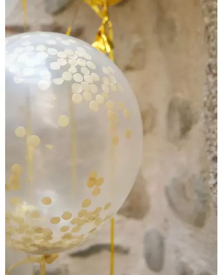 6 transparenta latexballonger med ockragyllene konfetti 30 cm, image 2