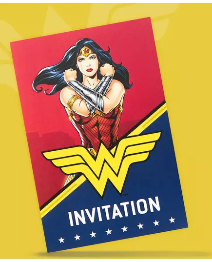 8 Wonder Woman™-inbjudningskort med kuvert 10x16cm, image 2