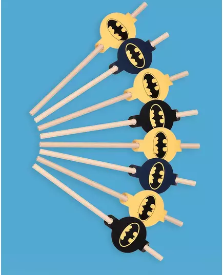 8 papperssugrör med medaljong Batman™ 20 cm, image 2