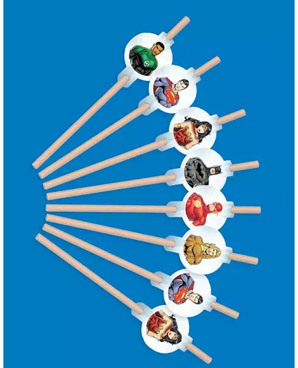 8 papperssugrör med medaljong Justice League™ 20 cm, image 2
