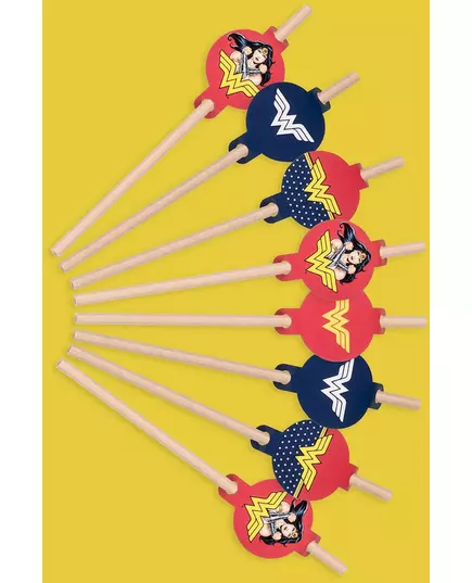 8 sugrör med Wonder Woman™-medaljong i kartong 20 cm, image 2