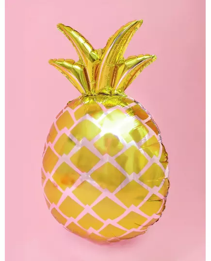 Gyllene aluminiumfolieballong ananas 48 x 67 cm, image 2