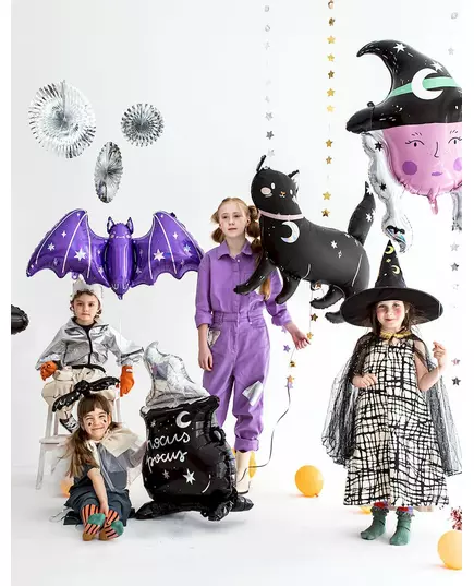 Aluminiumfolieballong svart katt Halloween 96 x 95 cm, image 2