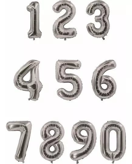 Aluminiumballong silverfärgad siffra 85 cm, Storlek: 0, image 2