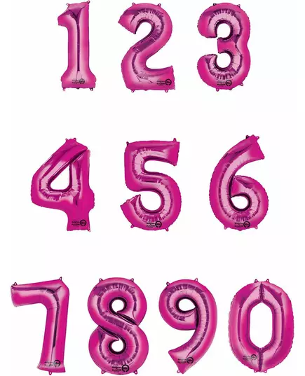 Aluminiumfolieballong siffra fuchsia 86 cm, Storlek: 3, image 2