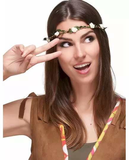 Elastisk vit blomsterkrans för vuxen, image 2