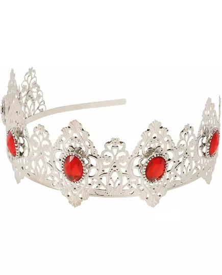 Prinsessdiadem i silver med röd sten vuxen, image 2