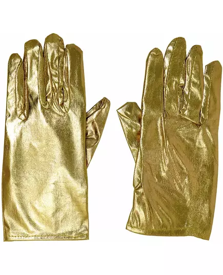 Korta metalliska guldfärgade handskar dam, image 2