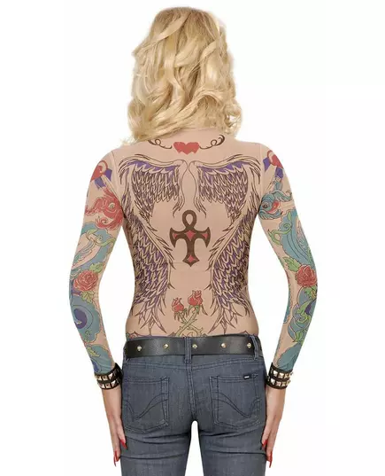 Långärmad topp med tatueringseffekt för dam, image 2