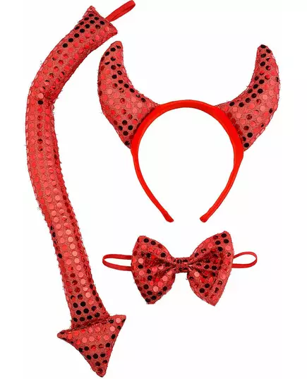 Kit djävulsflicka med röda paljetter vuxen, image 2