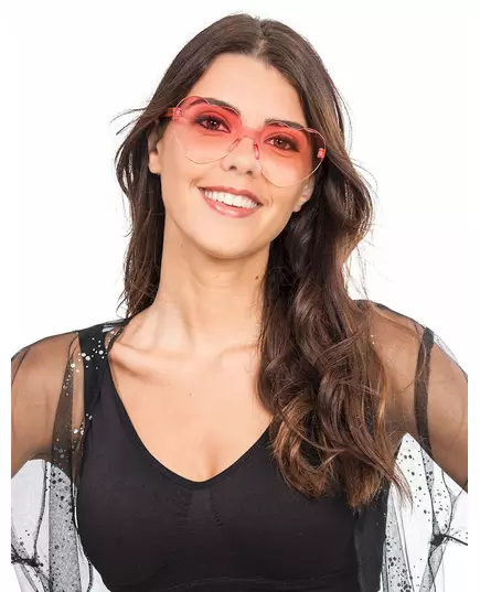 Hjärtformade glasögon med rosa rökfärgade glas vuxen, image 2