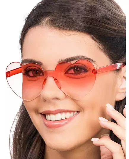 Hjärtformade glasögon med röksvarta röda glas vuxen, image 2
