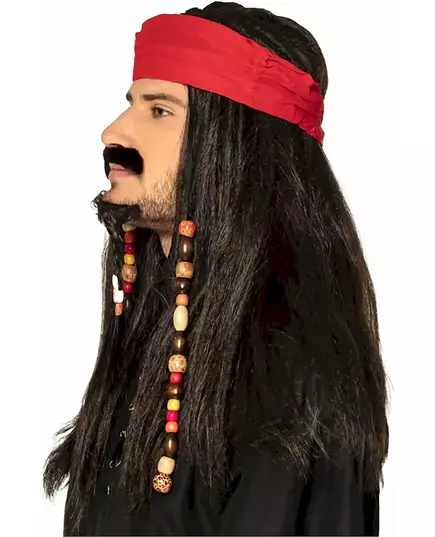 Piratherrperuk med röd bandana, image 2