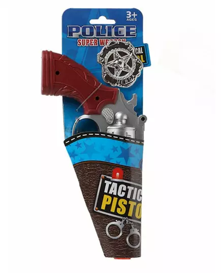 Silverfärgad pistol med polisbricka, image 2