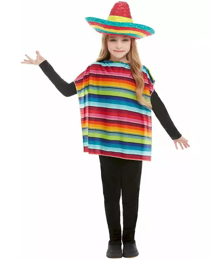 Mexikansk poncho och sombrero barn, image 2