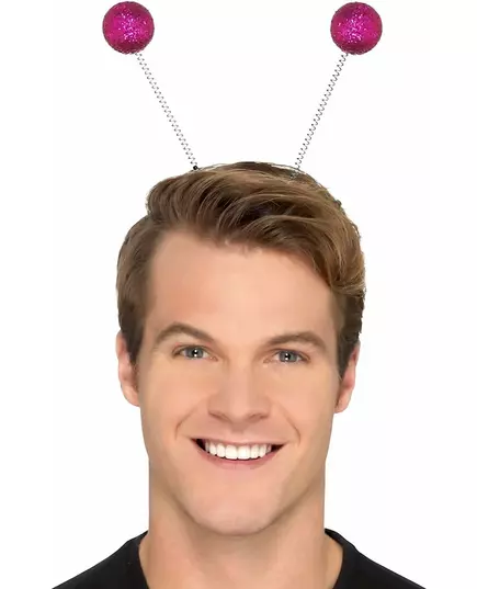 Diadem med rosa glittrande bollar vuxen, image 2