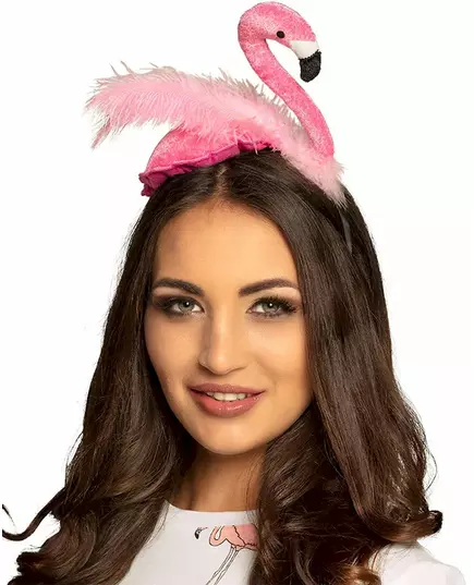 Diadem med rosa flamingofjäder vuxen, image 2