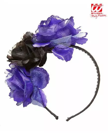 Hårband med lila och svarta blommor dam Dia de los muertos, image 2