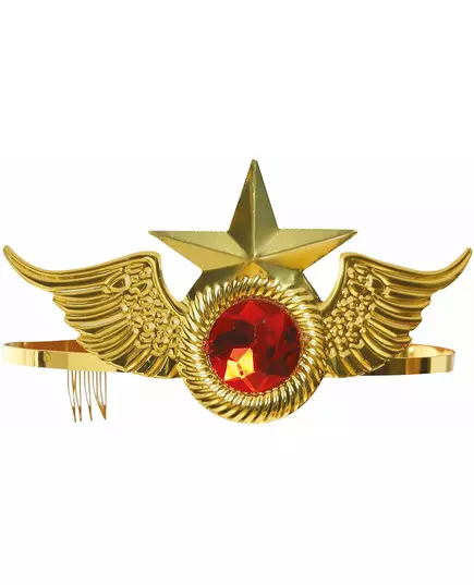 Guldfärgat metallpannband med röd sten superhjältinna dam, image 2
