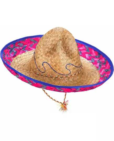 Mexikansk sombrero med rosa och blå kant vuxen, image 2