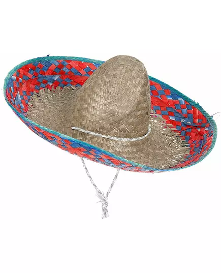 Mexikansk sombrero med röd och blå kant vuxen, image 2