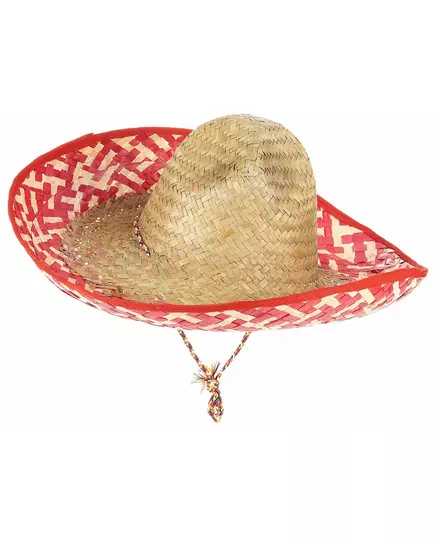 Röd och halmfärgad mexikansk sombrero vuxen, image 2