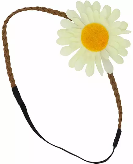 Flätat pannband med vit blomma vuxen, image 2