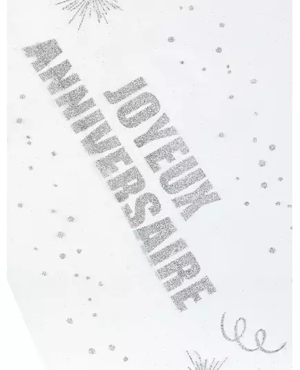 Bordslöpare i silverfärgad organza ”Grattis på födelsedagen” 29 cm x 5 m, image 2