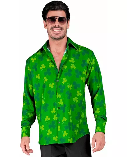 Långärmad skjorta med klöver Saint Patrick herr, Storlek: Small/Medium, image 2