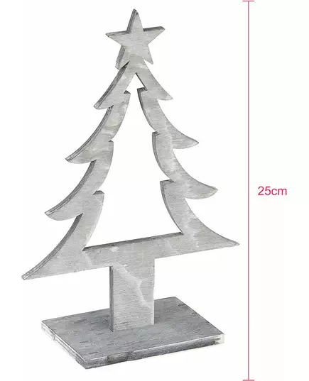 Julgransdekoration i grått trä 25 x 11 x 8 cm, image 2