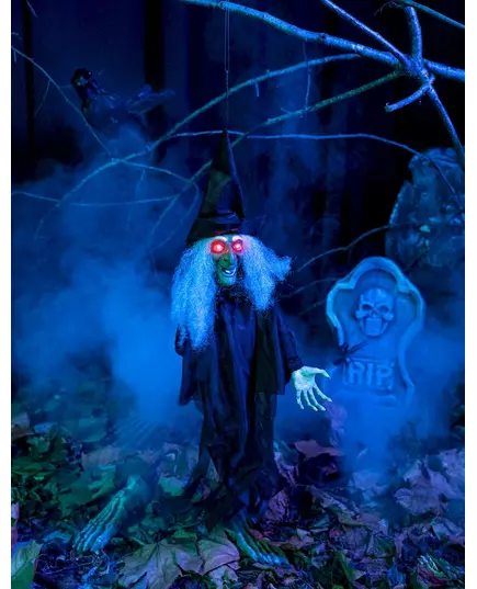 Animerad, lysande och talande häxdekoration Halloween, image 2