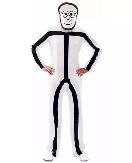 Maskeraddräkt med Stickman-masker vuxen, Storlek: Small (48), image 2