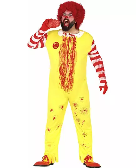 Röd och gul zombiemaskeraddräkt clown vuxen, image 2